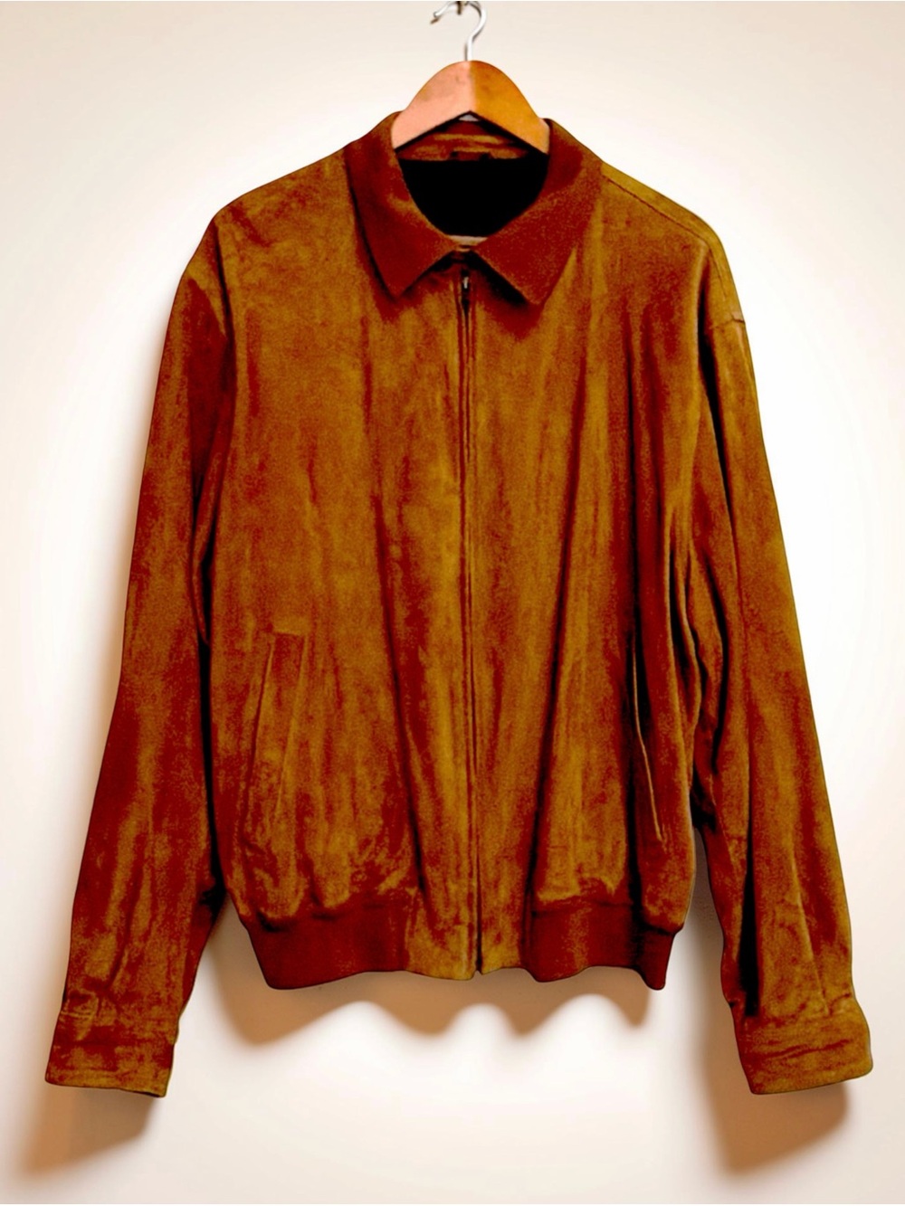 Sulka Men’s Brown Suede Leather Bomber Jacket | Size 44 | Luxury | Zip Front - Picture 7 of 16